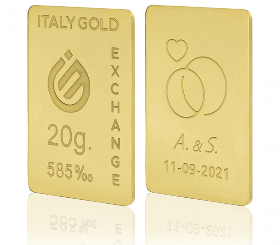 Lingou de Aur cadou pentru Căsătorie 14 K de 20 g.  IGE GOLD